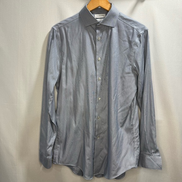 Calvin Klein Steel+ Slim Fit Stretch Non-Iron Dress Shirt 15.5 32/33 M - Picture 1 of 6